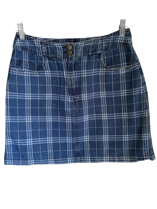 lizwear Dresses & Skirts - VTG 90s Schoolgirl Preppy Twee Denim Plaid Cotton Blend Mini Skirt Sz 6P